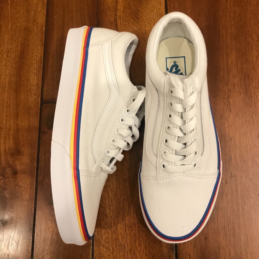 Brand New Rainbow Striped Vans Old Skool Sneakers